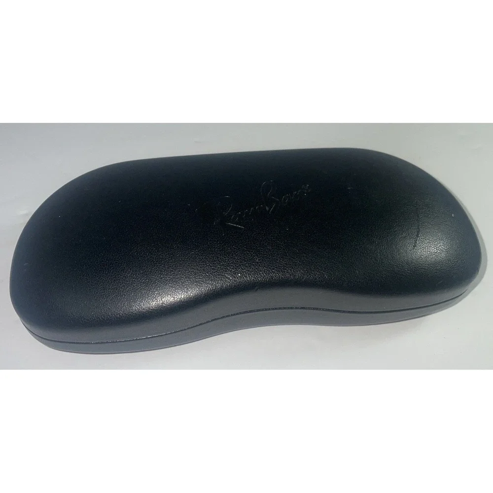 Ray-Ban Black Hard Clamshell Sunglasses Case Pebbled Faux Leather Gray Lining